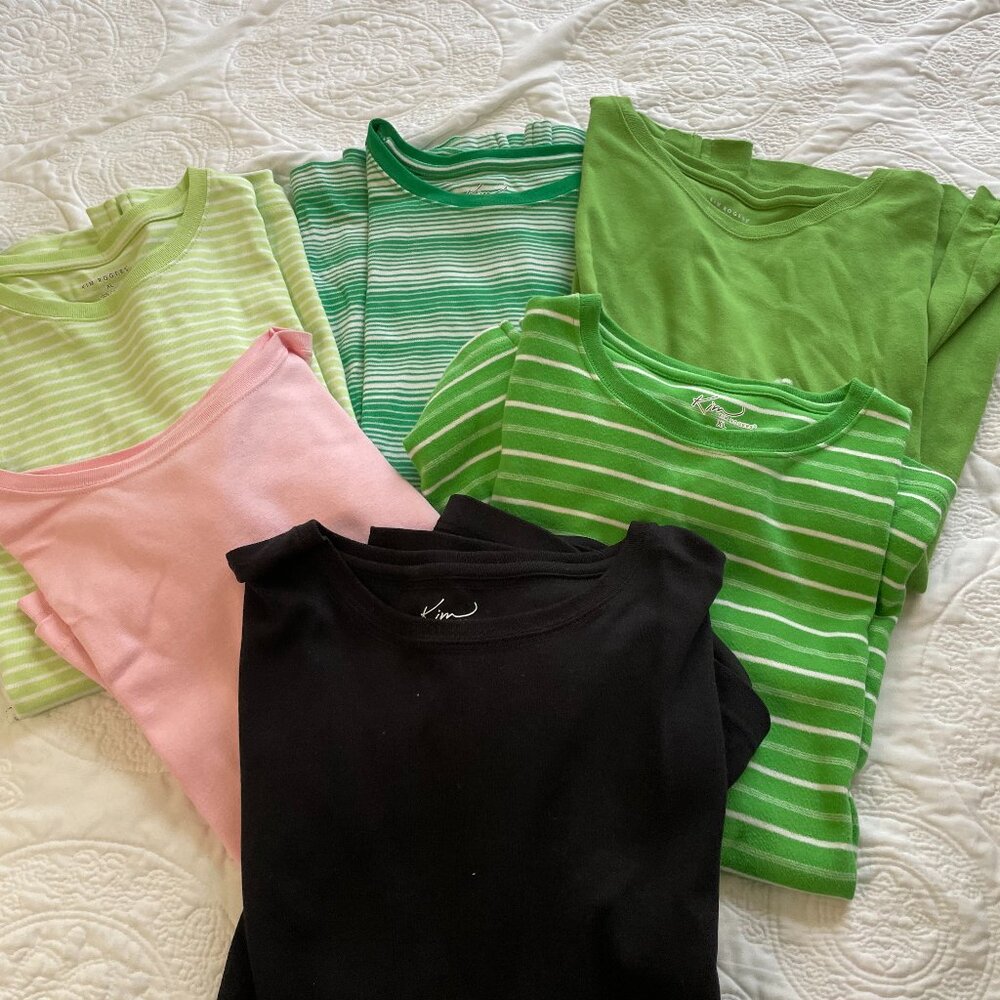 Kim Rogers T Shirts Lot of 6 Size XL Crew neck short sleeve 100% Cotton green
